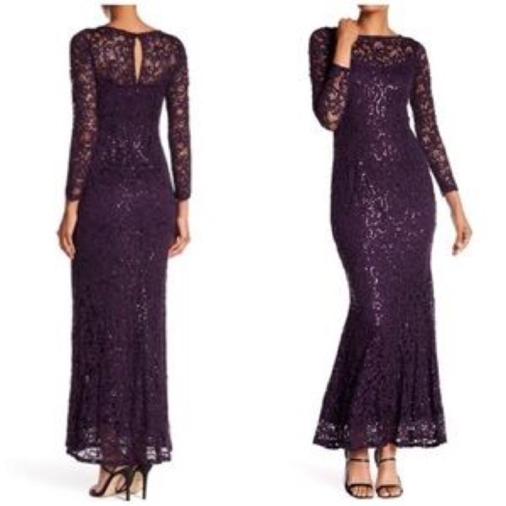 Purple sequin evening gown formal dress size 10